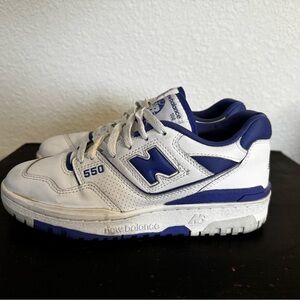 New Balance Kids' 550 White and Navy Sneakers